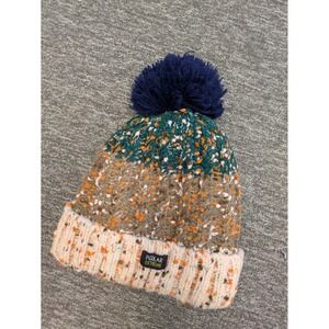 Polar Extreme Women's Multi Color Marled Knit Beanie Faux Fur Lined Pom Hat